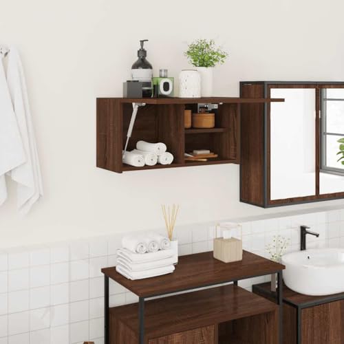 XINCXIN Bad-Wandschrank, Badezimmer möbel badezimmerunterschrank unterschrank waschbecken waschtischunterschrank Braun Eichen-Optik 60x25x30 cm Holzwerkstoff von XINCXIN