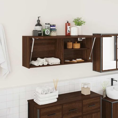 XINCXIN Bad-Wandschrank, Badezimmer möbel badezimmerunterschrank waschtischunterschrank badmöbel Braun Eichen-Optik 100x25x40 cm Holzwerkstoff von XINCXIN