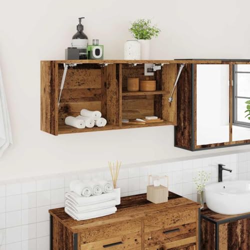 XINCXIN Bad-Wandschrank, badezimmerunterschrank badmöbel Badezimmer möbel waschtischunterschrank Altholz-Optik 80x25x40 cm Holzwerkstoff von XINCXIN