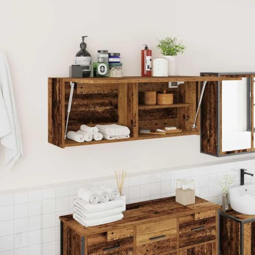 XINCXIN Bad-Wandschrank, badmöbel Badezimmer möbel unterschrank waschbecken badezimmerunterschrank Altholz-Optik 100x25x40 cm Holzwerkstoff von XINCXIN