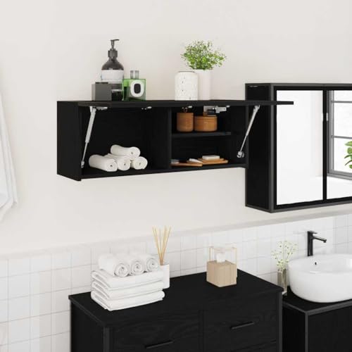 XINCXIN Bad-Wandschrank, badmöbel unterschrank waschbecken badezimmerunterschrank waschtischunterschrank Schwarz 80x25x30 cm Holzwerkstoff von XINCXIN