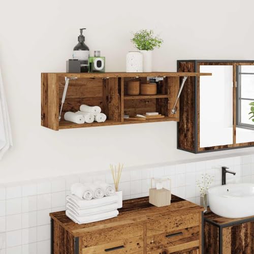XINCXIN Bad-Wandschrank, unterschrank waschbecken Badezimmer möbel waschtischunterschrank badezimmerunterschrank Altholz-Optik 80x25x30 cm Holzwerkstoff von XINCXIN