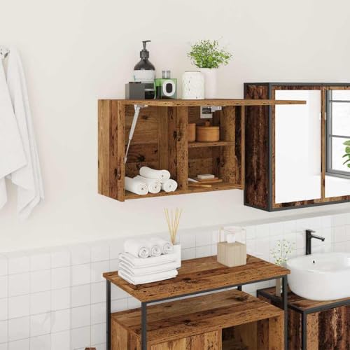XINCXIN Bad-Wandschrank, unterschrank waschbecken badezimmerunterschrank waschtischunterschrank Badezimmer möbel Altholz-Optik 60x25x40 cm Holzwerkstoff von XINCXIN