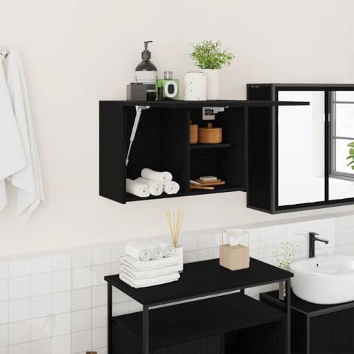XINCXIN Bad-Wandschrank, waschtischunterschrank badezimmerunterschrank unterschrank waschbecken badmöbel Schwarz 60x25x40 cm Holzwerkstoff von XINCXIN