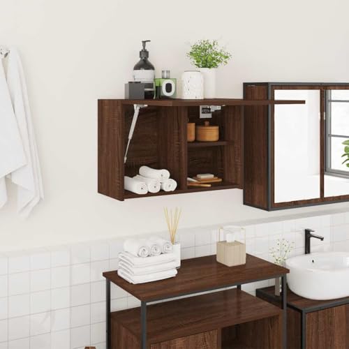 XINCXIN Bad-Wandschrank, waschtischunterschrank unterschrank waschbecken Badezimmer möbel badmöbel Braun Eichen-Optik 60x25x40 cm Holzwerkstoff von XINCXIN