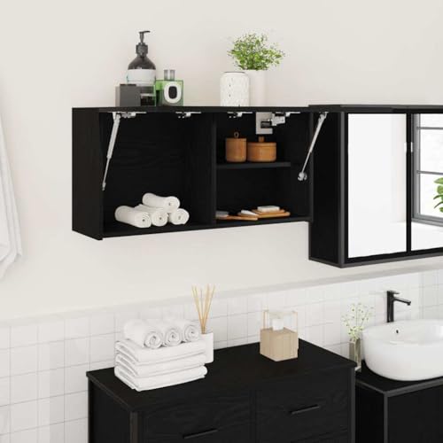 XINCXIN Bad-Wandschrank, waschtischunterschrank unterschrank waschbecken badezimmerunterschrank Badezimmer möbel Schwarz 80x25x40 cm Holzwerkstoff von XINCXIN