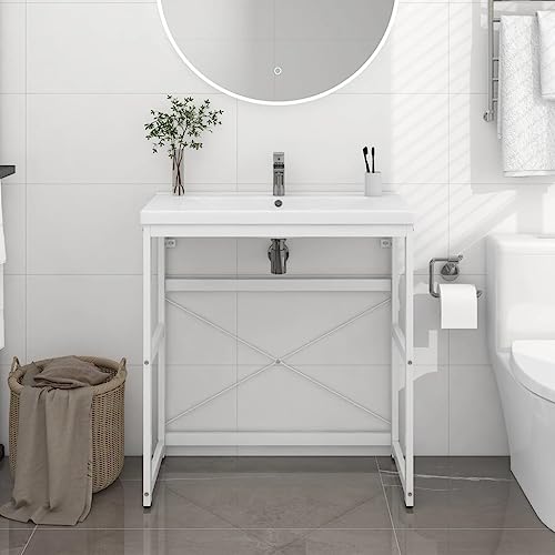 XINCXIN Badezimmer, unterschrank waschbecken badmöbel badezimmerunterschrank Badezimmer möbel Waschtischgestell Weiß 79x38x83 cm Eisen von XINCXIN