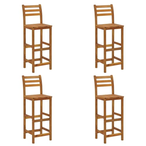 XINCXIN Barhocker 4 STK., Gartensessel Gartenmöbel Terrassenstühle Korbsessel Geeignet für Balcony Pool Garden Outdoor Massivholz Akazie von XINCXIN