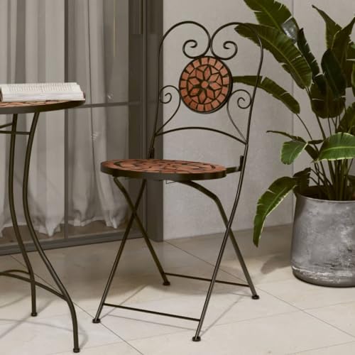XINCXIN Bistrostühle 2 STK., Gartenmöbel Terrassenstühle Korbsessel Gartensessel Geeignet für Balcony Pool Garden Outdoor Klappbar Terracottarot Keramik von XINCXIN