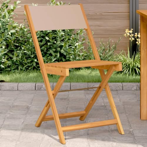 XINCXIN Bistrostühle 2 STK., Korbsessel Stuhl Gartenstühle Chair Geeignet für Balcony Pool Outdoor Terrace Taupe Massivholz Akazie & Stoff von XINCXIN