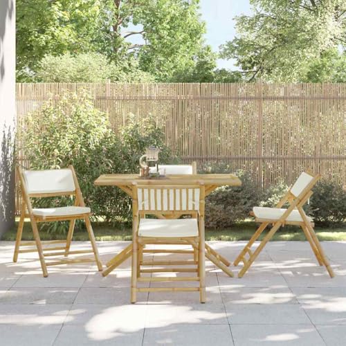 XINCXIN Bistrostühle 4 STK., Terrassenstühle Gartenmöbel Gartenstühle Stühle Geeignet für Pool Terrace Balcony Garden Klappbar mit Cremeweißen Kissen Bambus XINCXIN Bistrostühle 4 STK., Terrassenstühle Gartenmöbel Gartenstühle Stühle Geeignet für Pool Terrace Balcony Garden Klappbar mit Cremeweißen Kissen Bambus von XINCXIN