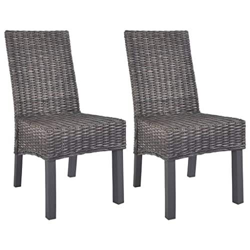 XINCXIN Esszimmerstühle 2 STK., Esszimmerstuhl Esszimmerstühle Stuhl Esstisch Stühle Geeignet für Balkon Esszimmer Restaurant Küche Braun Kubu Rattan und Mango Holz von XINCXIN