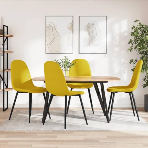 XINCXIN Esszimmerstühle 4 STK., Esszimmerstuhl Stuhl Dining Chair Esszimmerstühle Geeignet für Restaurant Küche Esszimmer Balkon Senfgelb Samt von XINCXIN