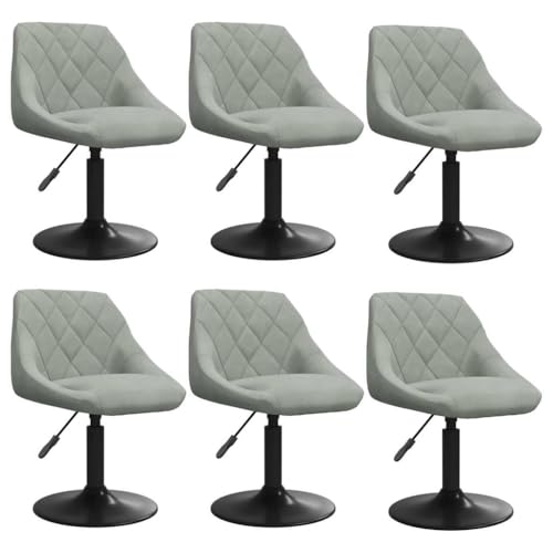 XINCXIN Esszimmerstühle 6 STK., Stuhl Esstisch Stühle Dining Chair Esszimmerstuhl Geeignet für Esszimmer Balkon Restaurant Küche Drehbar Hellgrau Samt von XINCXIN