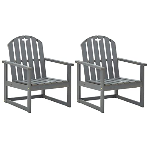 XINCXIN Garten-Armlehnstühle 2 STK., Stühle Stuhl Gartensessel Chair Geeignet für Pool Outdoor Terrace Balcony Grau Massivholz Akazie von XINCXIN