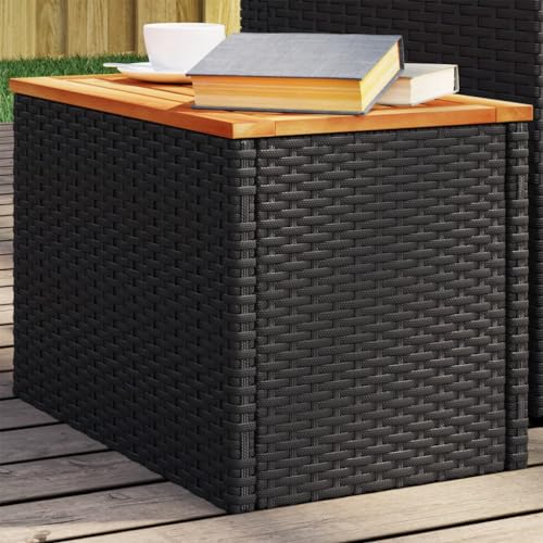 XINCXIN Garten-Beistelltisch, gartenmöbel Dining Table Tisch Balkon Outdoor Tisch balkontisch wetterfest Geeignet für Garden Terrace Lounge Balcony e 2 STK Schwarz 55x34x37cm Poly Rattan Holz von XINCXIN