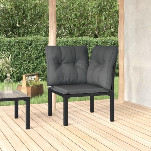 XINCXIN Garten-Eckstuhl, terassenmöbel außen korbsessel Outdoor Balkon Couch gartensessel Geeignet für Yard Garden patios Balconies mit Kissen Schwarz und Grau Poly Rattan von XINCXIN