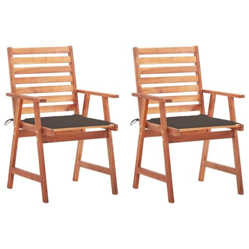 XINCXIN Garten-Essstühle 2 STK., Korbsessel Gartenstühle Chair Gartensessel Geeignet für Terrace Balcony Garden Pool mit Kissen Massivholz Akazie von XINCXIN