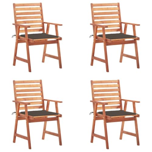 XINCXIN Garten-Essstühle 4 STK., Chair Terrassenstühle Stuhl Stühle Geeignet für Outdoor Pool Terrace Garden mit Kissen Massivholz Akazie von XINCXIN