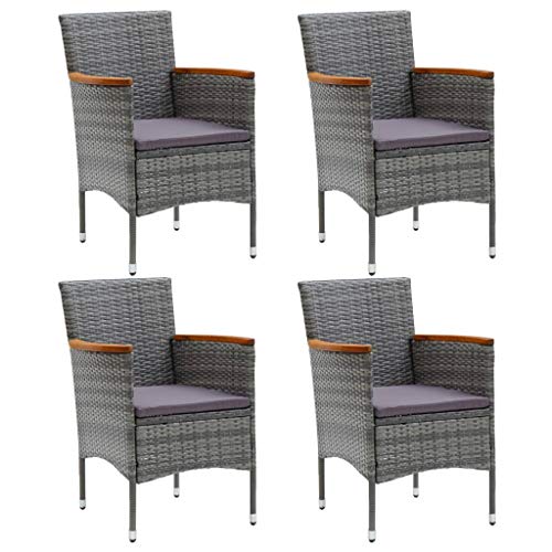 XINCXIN Garten-Essstühle 4 STK., Terrassenstühle Gartenstühle Stuhl Korbsessel Geeignet für Pool Balcony Garden Outdoor Poly Rattan Grau von XINCXIN