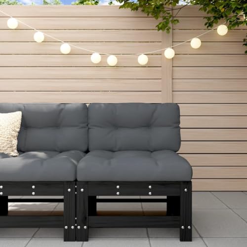 XINCXIN Garten-Mittelsofa, korbsessel Outdoor Balkon Couch gartensessel Garden Furniture Geeignet für patios Balconies Yard Garden Schwarz Massivholz Kiefer von XINCXIN