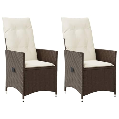 XINCXIN Gartensessel, Korbsessel Gartensessel Stuhl Stühle Geeignet für Pool Garden Terrace Outdoor mit Kissen 2 STK. Verstellbar Braun Poly Rattan von XINCXIN