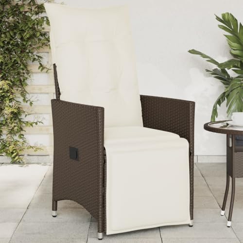XINCXIN Gartensessel Verstellbar, Gartensessel Terrassenstühle Gartenmöbel Korbsessel Geeignet für Balcony Pool Outdoor Terrace mit Kissen Braun Poly Rattan von XINCXIN