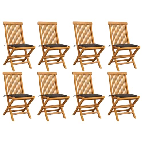 XINCXIN Gartenstühle, Gartenmöbel Gartenstühle Korbsessel Terrassenstühle Geeignet für Terrace Pool Garden Outdoor mit Taupe Kissen 8 STK. Massivholz Teak von XINCXIN