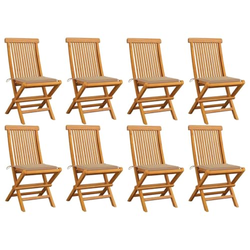 XINCXIN Gartenstühle, Gartensessel Chair Gartenmöbel Terrassenstühle Geeignet für Pool Outdoor Balcony Terrace mit Beigen Kissen 8 STK. Massivholz Teak von XINCXIN