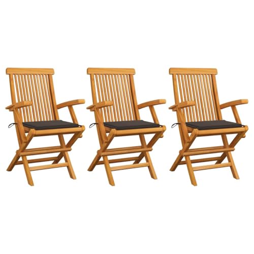 XINCXIN Gartenstühle, Gartensessel Stuhl Chair Terrassenstühle Geeignet für Garden Terrace Balcony Pool mit Taupe Kissen 3 STK. Massivholz Teak von XINCXIN