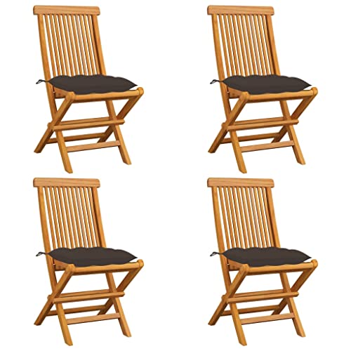 XINCXIN Gartenstühle, Korbsessel Stühle Gartenmöbel Terrassenstühle Geeignet für Pool Garden Terrace Balcony mit Taupe Kissen 4 STK. Massivholz Teak von XINCXIN