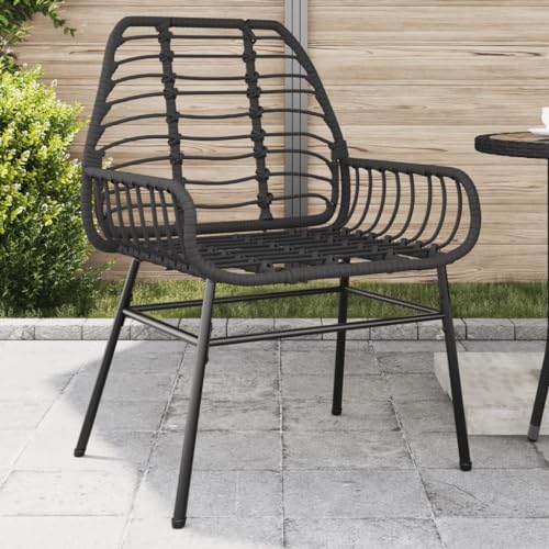 XINCXIN Gartenstühle 2 STK., Korbsessel Gartenstühle Stuhl Gartenmöbel Geeignet für Outdoor Garden Balcony Pool Schwarz Poly Rattan von XINCXIN