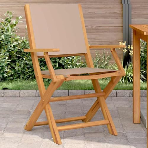 XINCXIN Gartenstühle 2 STK., Stuhl Stühle Korbsessel Gartenstühle Geeignet für Pool Garden Terrace Outdoor Taupe Massivholz Akazie & Stoff von XINCXIN