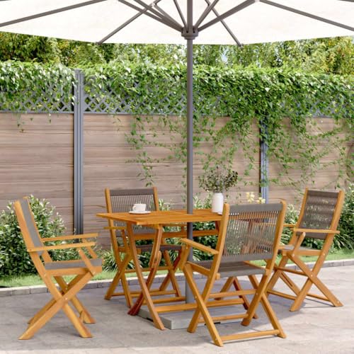XINCXIN Gartenstühle 4 STK., Gartenstühle Gartensessel Stuhl Gartenmöbel Geeignet für Terrace Outdoor Balcony Pool Klappbar Grau Massivholz Akazie von XINCXIN