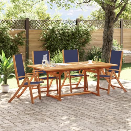 XINCXIN Gartenstühle 4 STK., Stühle Stuhl Korbsessel Gartensessel Geeignet für Pool Balcony Outdoor Terrace Klappbar Massivholz Akazie und Textilene von XINCXIN