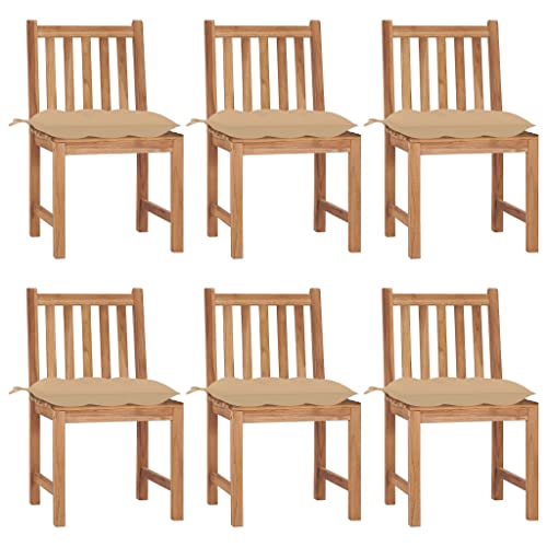 XINCXIN Gartenstühle 6 STK., Gartensessel Terrassenstühle Gartenmöbel Gartenstühle Geeignet für Balcony Outdoor Pool Garden mit Kissen Massivholz Teak von XINCXIN