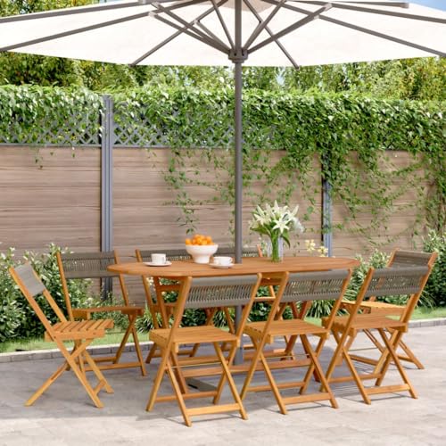 XINCXIN Gartenstühle 8 STK., Terrassenstühle Gartenstühle Korbsessel Stuhl Geeignet für Outdoor Balcony Terrace Pool Klappbar Grau Massivholz Akazie von XINCXIN