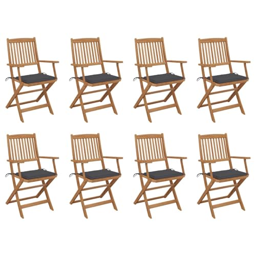 XINCXIN Klappbare Gartenstühle, Gartenstühle Stuhl Terrassenstühle Korbsessel Geeignet für Balcony Outdoor Terrace Pool mit Kissen 8 STK. Massivholz Akazie XINCXIN Klappbare Gartenstühle, Gartenstühle Stuhl Terrassenstühle Korbsessel Geeignet für Balcony Outdoor Terrace Pool mit Kissen 8 STK. Massivholz Akazie von XINCXIN