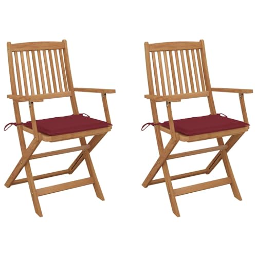 XINCXIN Klappbare Gartenstühle 2 STK., Gartenstühle Chair Gartenmöbel Stuhl Geeignet für Balcony Outdoor Terrace Pool mit Kissen Massivholz Akazie XINCXIN Klappbare Gartenstühle 2 STK., Gartenstühle Chair Gartenmöbel Stuhl Geeignet für Balcony Outdoor Terrace Pool mit Kissen Massivholz Akazie von XINCXIN