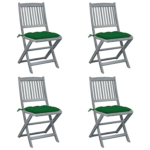 XINCXIN Klappbare Gartenstühle 4 STK., Gartenmöbel Terrassenstühle Stühle Stuhl Geeignet für Terrace Outdoor Garden Pool mit Kissen Massivholz Akazie von XINCXIN