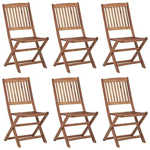 XINCXIN Klappbare Gartenstühle 6 STK., Stuhl Stühle Gartensessel Chair Geeignet für Pool Terrace Balcony Garden Massivholz Akazie von XINCXIN