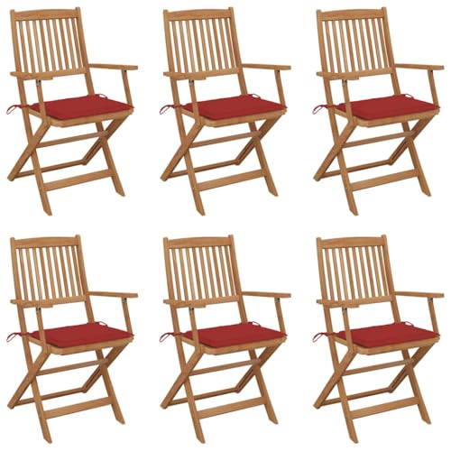 XINCXIN Klappbare Gartenstühle 6 STK., Terrassenstühle Gartensessel Chair Gartenmöbel Geeignet für Outdoor Pool Terrace Balcony mit Kissen Massivholz Akazie XINCXIN Klappbare Gartenstühle 6 STK., Terrassenstühle Gartensessel Chair Gartenmöbel Geeignet für Outdoor Pool Terrace Balcony mit Kissen Massivholz Akazie von XINCXIN