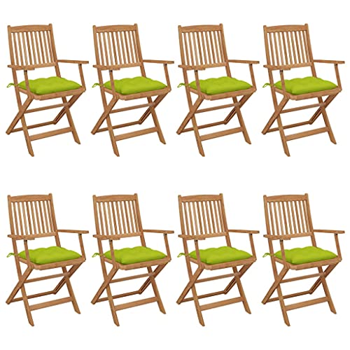 XINCXIN Klappbare Gartenstühle 8 STK., Gartenstühle Chair Stühle Stuhl Geeignet für Garden Outdoor Pool Balcony mit Kissen Massivholz Akazie von XINCXIN
