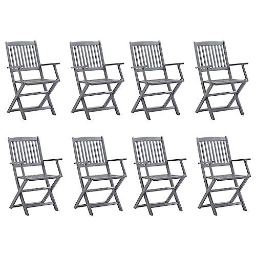 XINCXIN Klappbare Gartenstühle 8 STK., Gartenstühle Gartensessel Chair Korbsessel Geeignet für Pool Balcony Terrace Outdoor Massivholz Akazie von XINCXIN