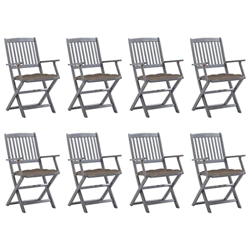 XINCXIN Klappbare Gartenstühle 8 STK., Stühle Stuhl Chair Terrassenstühle Geeignet für Garden Balcony Terrace Outdoor mit Kissen Massivholz Akazie von XINCXIN