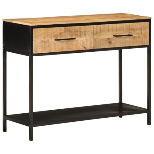 XINCXIN Konsolentisch, Coffee Table Sofa Tisch Sideboard beistelltische fürs Wohnzimmer 100x35x76 cm Massivholz Mango und Eisen von XINCXIN