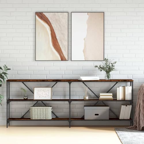 XINCXIN Konsolentisch, beistelltische fürs Wohnzimmer Aesthetic Room Decor Sofa Tisch Coffee Table Räuchereiche 200x30x75 cm Holzwerkstoff und Eisen von XINCXIN