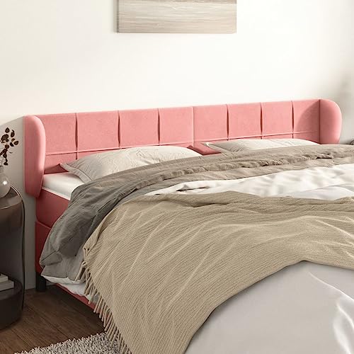 XINCXIN Kopfteil, Bett kopfteil wandkissen wandpolster schlafzimmermöbel modern wandpolster Bett mit Ohren Rosa 203x23x78/88 cm Samt von XINCXIN