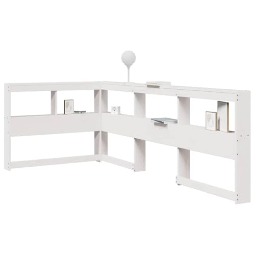 XINCXIN Kopfteil, schlafzimmermöbel modern Bett kopfteil wandpolster Bett wandkissen wandpolster mit Bücherregal L-Form WeiÃŸ 90 cm Massivholz Kiefer von XINCXIN