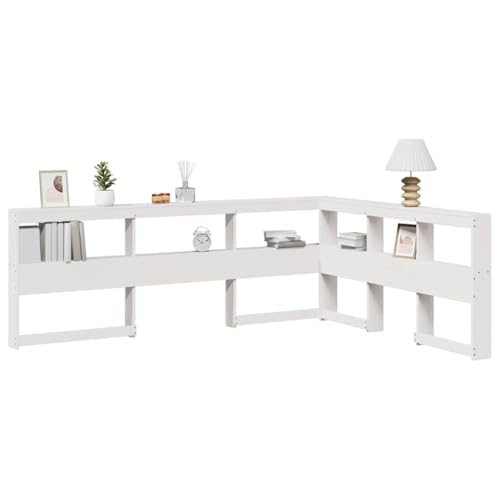 XINCXIN Kopfteil, wandkissen wandpolster Bett kopfteil headboard for Bed wandpolster Bett mit Bücherregal L-Form WeiÃŸ 150 cm Massivholz Kiefer von XINCXIN